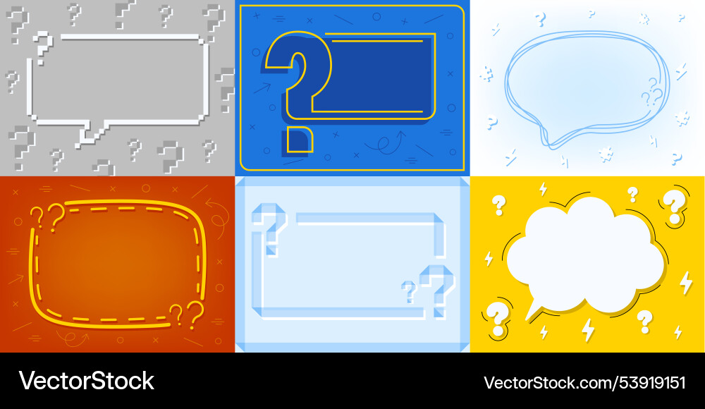 Question frame speech bubbles with marks vector image