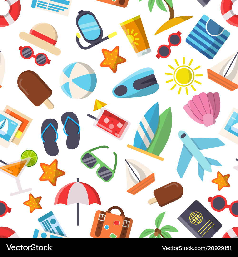 Seamless pattern with pictures of summer symbols Seamless pattern with pictures of summer symbols vector image