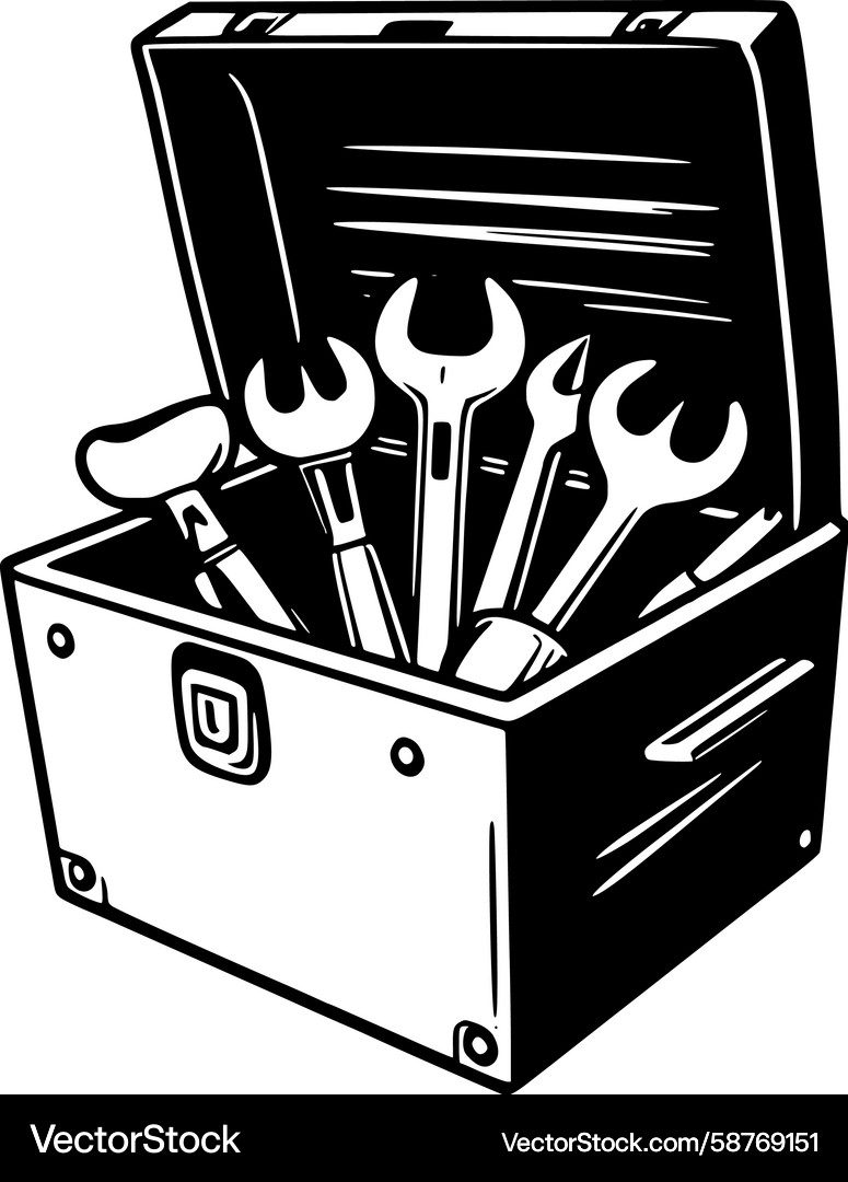 Toolbox Filled with Wrenches and Hammer Vector Image