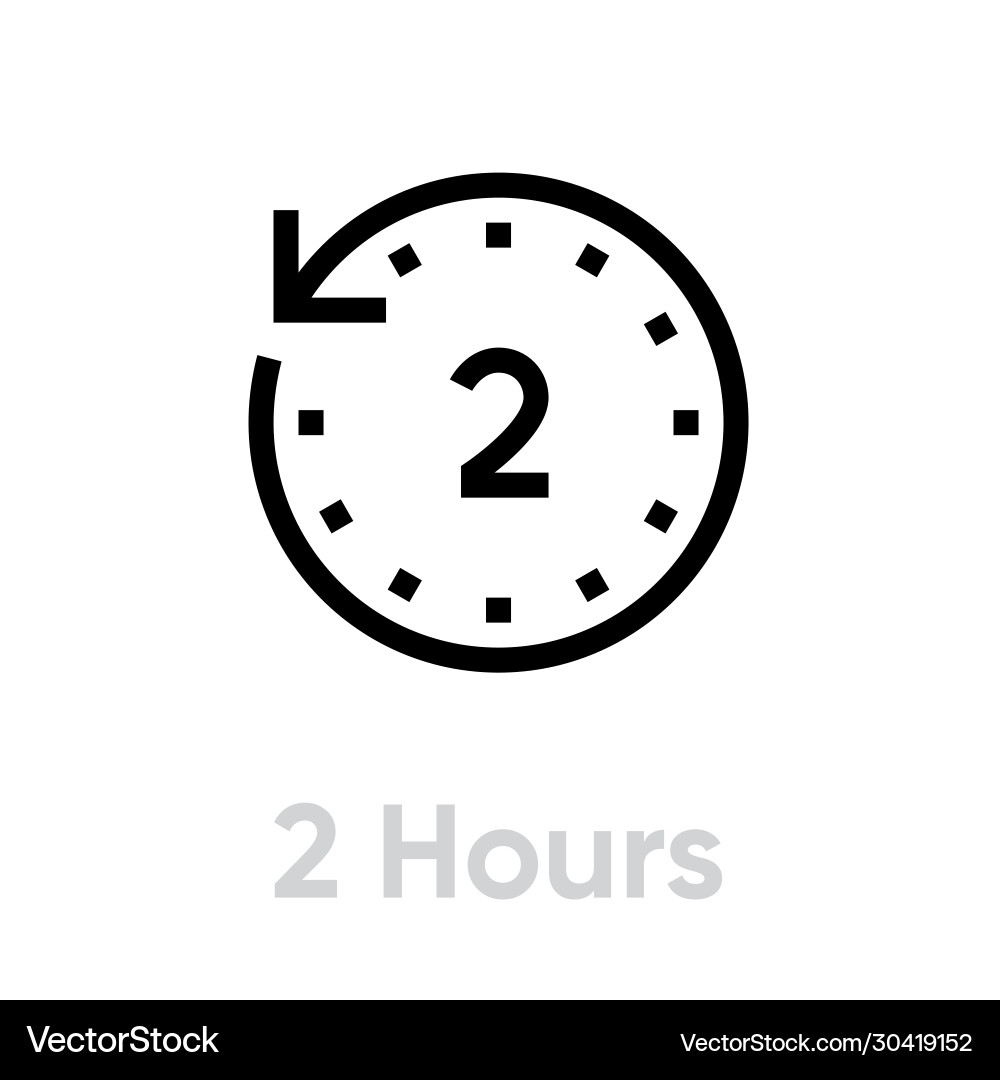 2 Hour Timer Icon - Editable Outline vector image