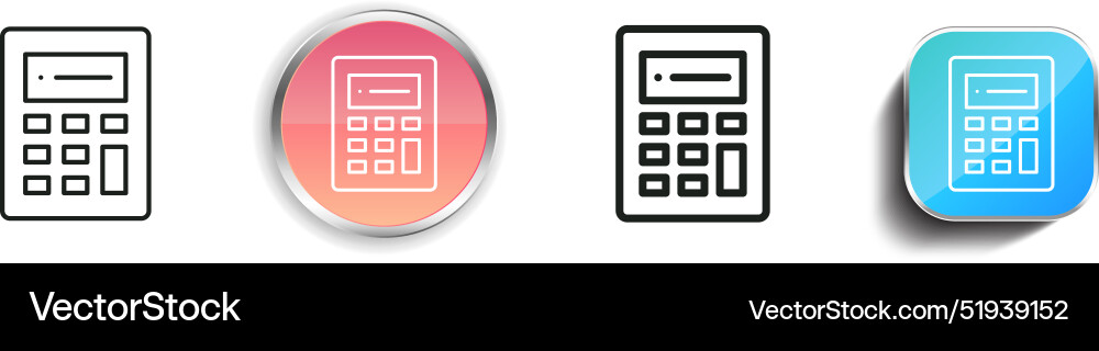 Calculator icon thin linear regular and button vector image