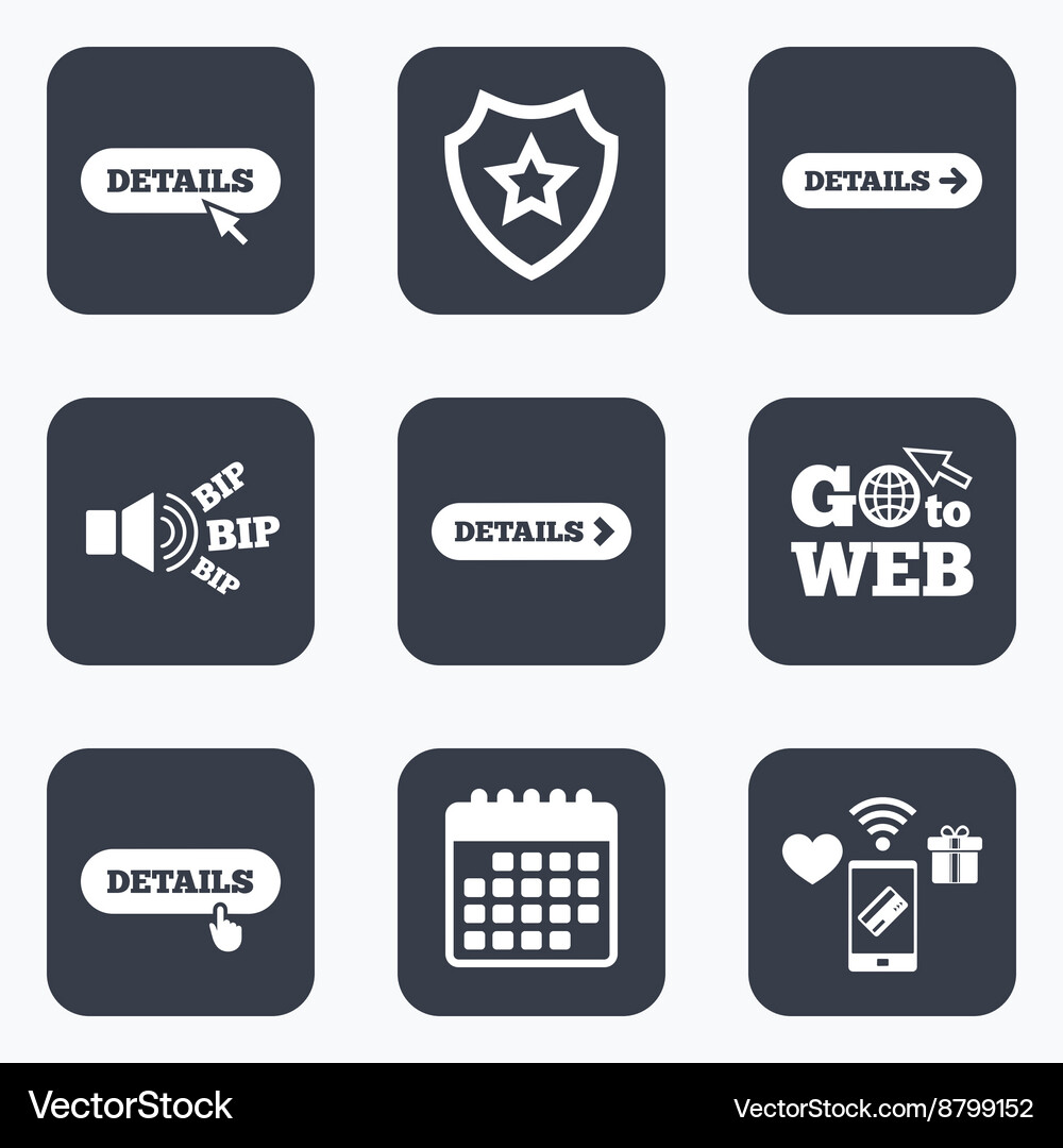Details with arrow more symbol and cursor Vector Image
