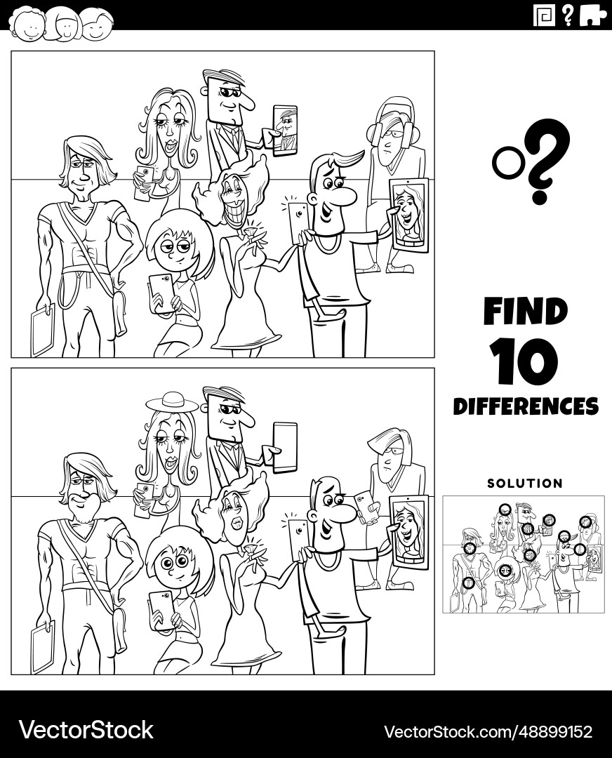 Differences game with people smart devices Differences game with people smart devices vector image