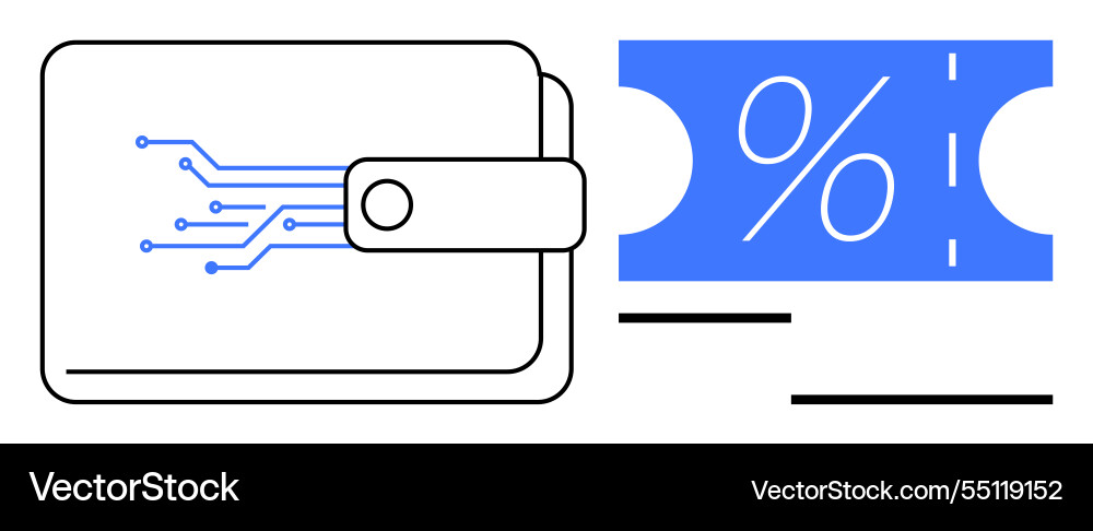 Digital wallet with circuitry pattern and discount Vector Image