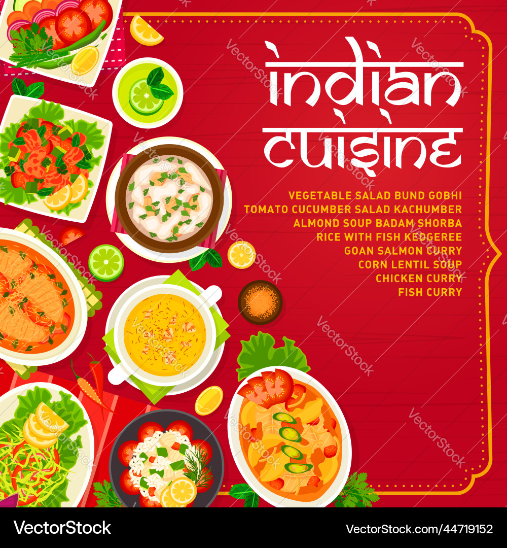 Indian cuisine menu cover page template Indian cuisine menu cover page template vector image