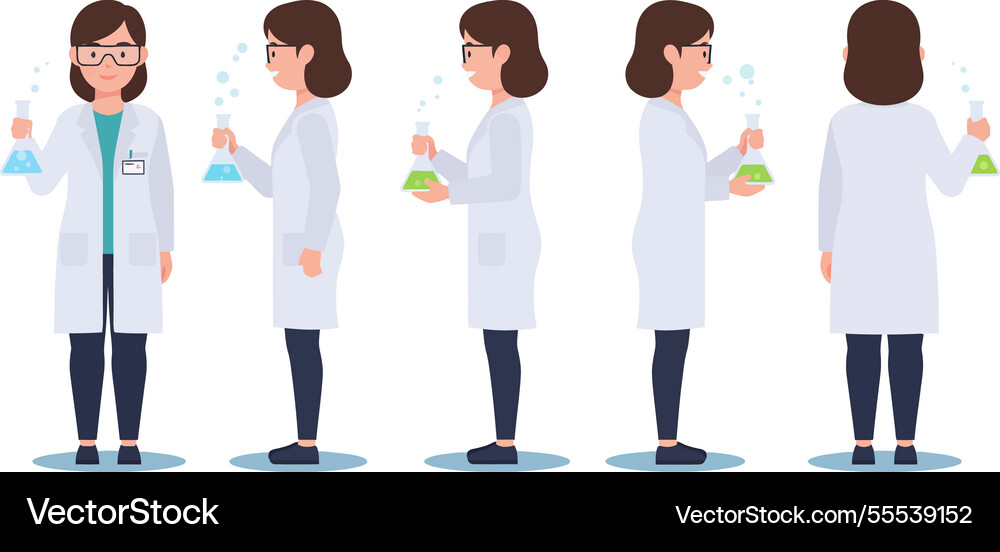 Scientist character performing experiments in lab Scientist character performing experiments in lab vector image