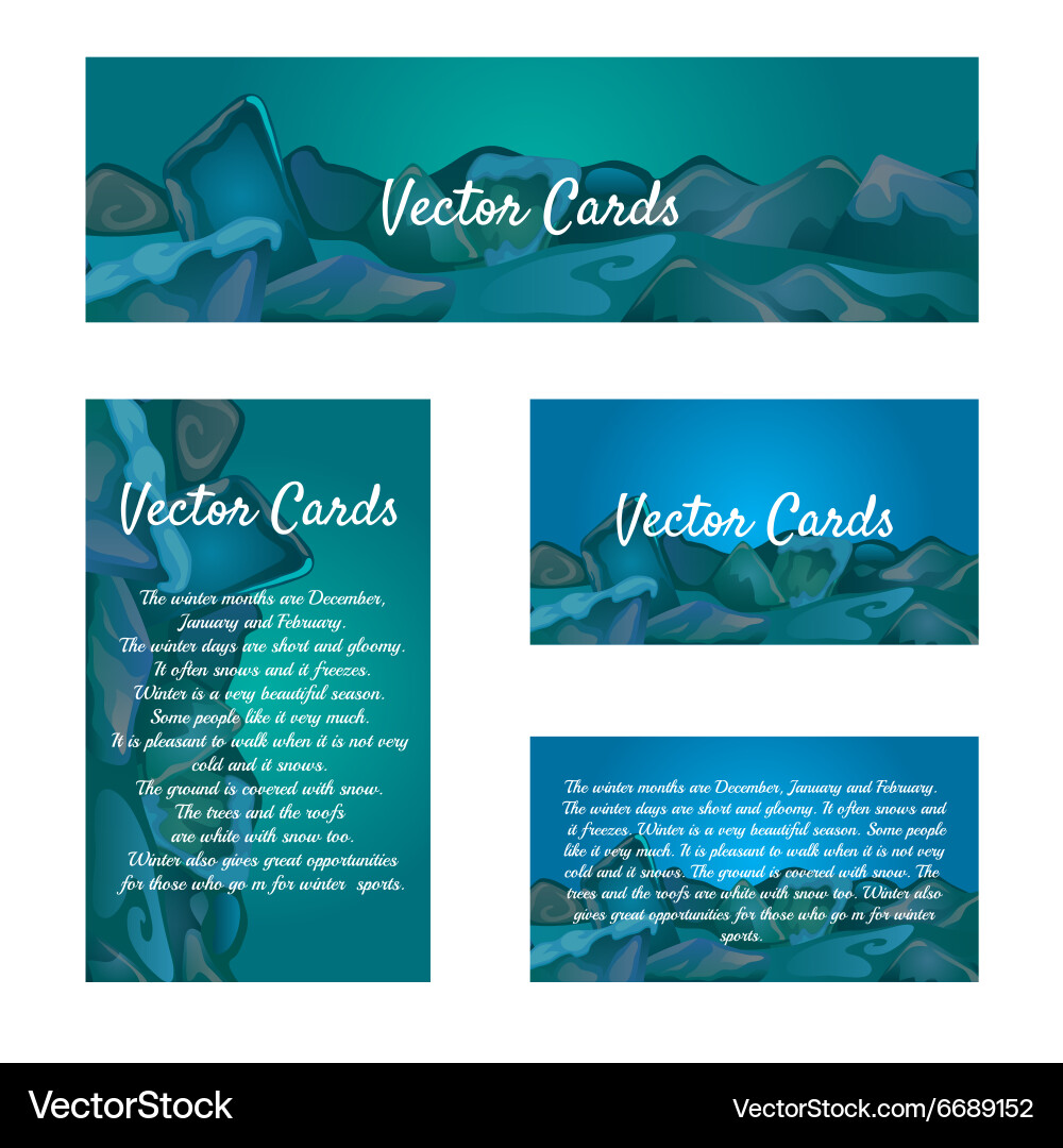 Set of cards with an ice cube background vector image