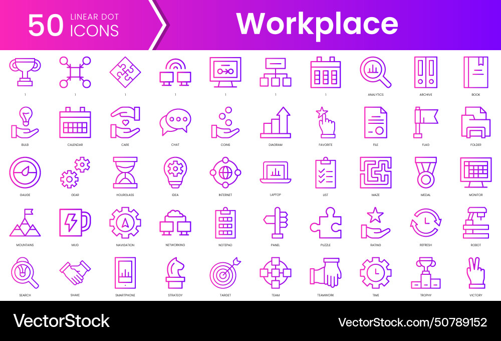 Set of work productivity icons gradient style Set of work productivity icons gradient style vector image