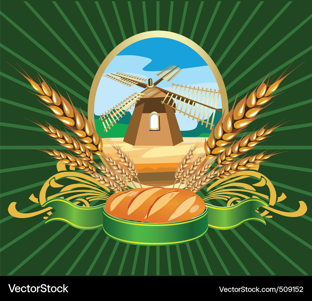 Wheat and Bread Label Set Vector Image