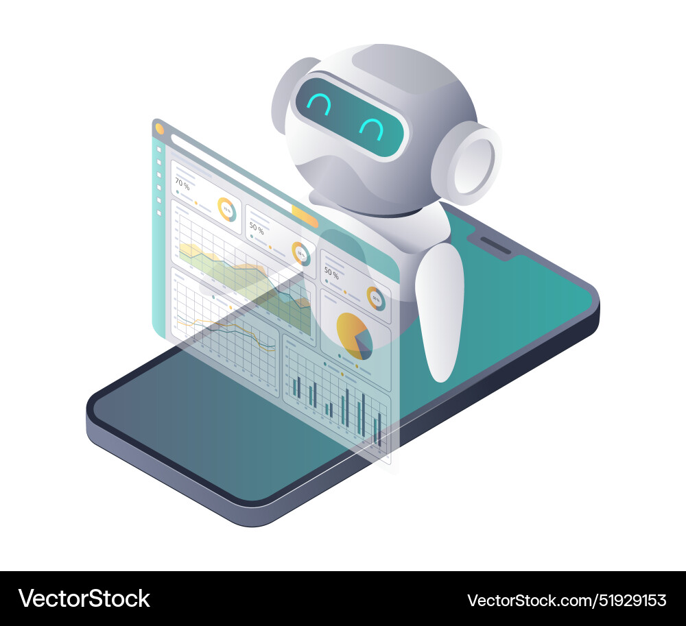 Automated robot data analysis for smartphone Automated robot data analysis for smartphone vector image