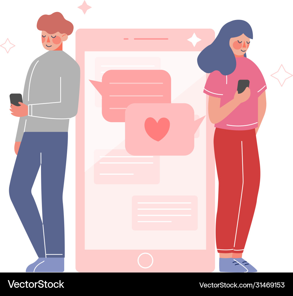 Couple using website or mobile application Couple using website or mobile application vector image