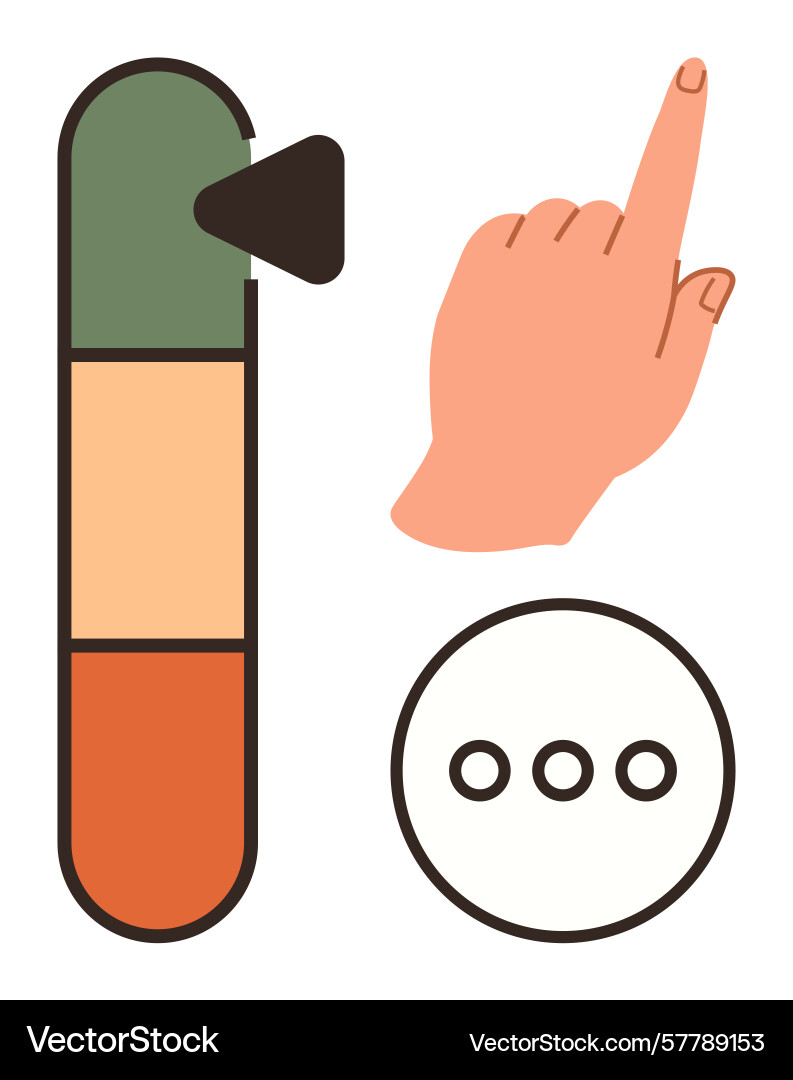 Hand adjusting slider with three-dot menu icon for Hand adjusting slider with three-dot menu icon for vector image