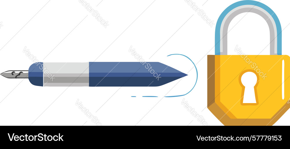 Secure document icon pen with padlock symbol Vector Image