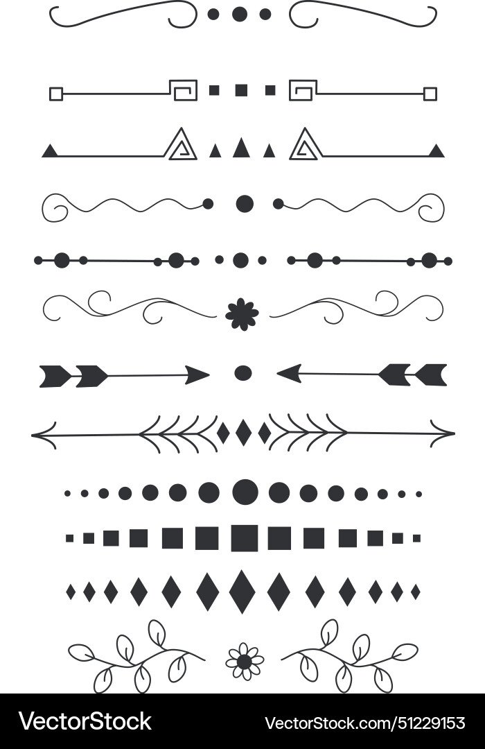Text divider thin line icons set simple separator Vector Image