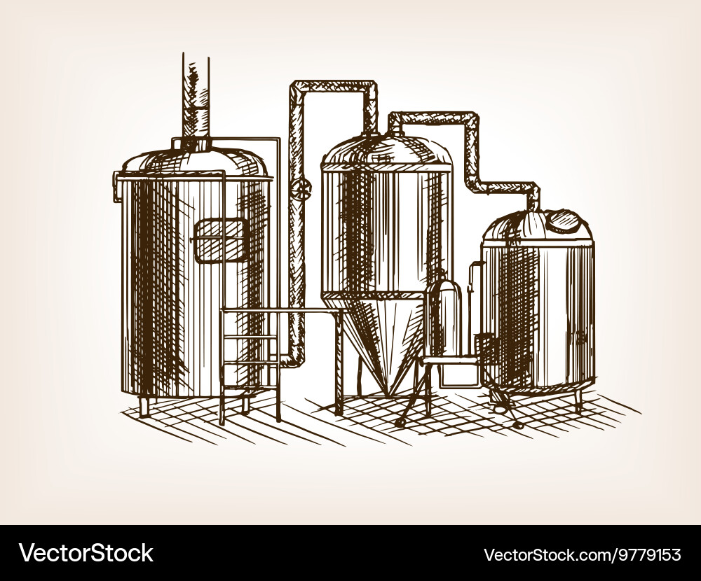 Vintage Beer Brewing Sketch Vector Image