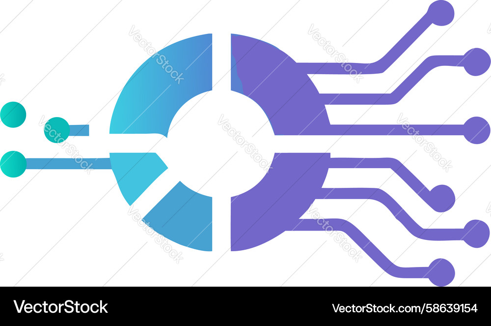 Data Flow Circuit Network Chart Vector Image