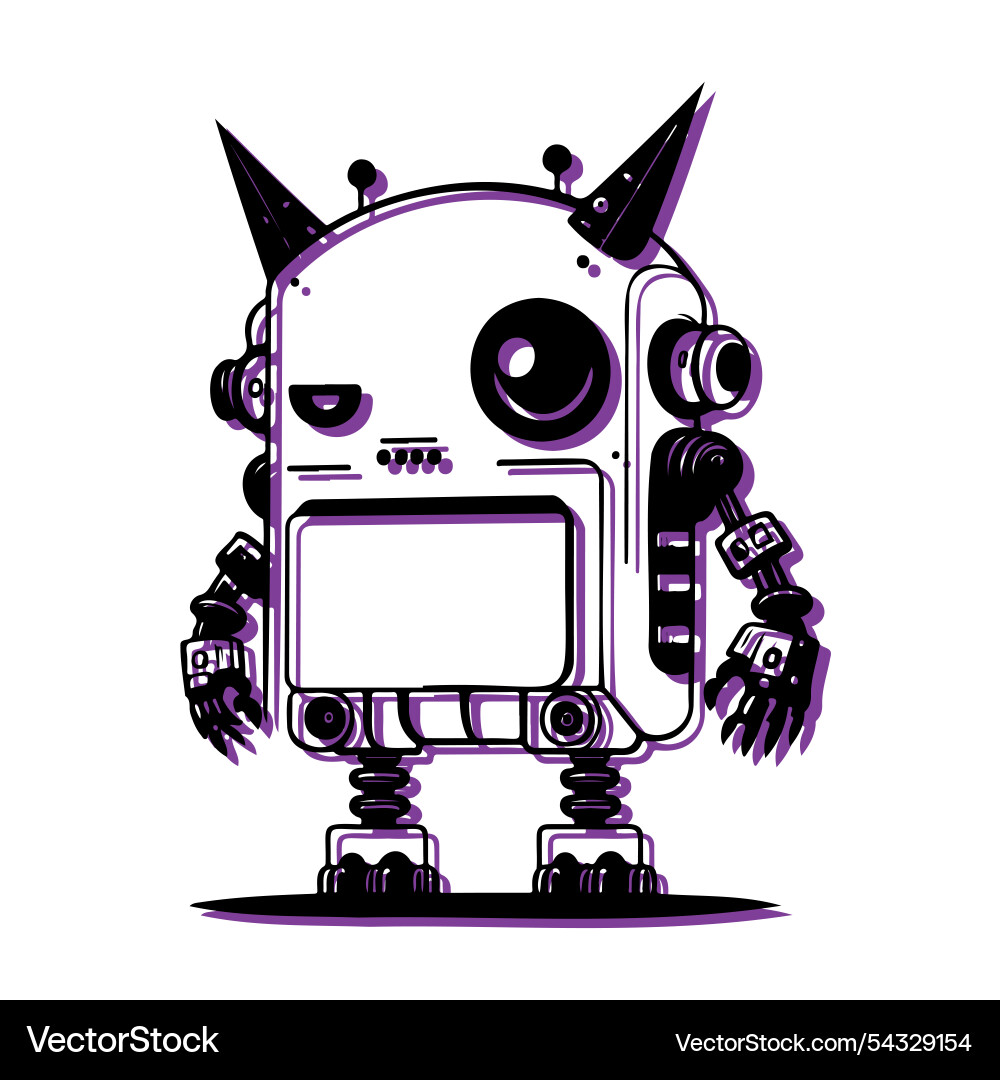 Evil robot character design concept of futuristic Vector Image