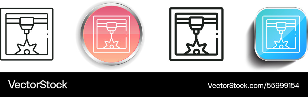 Laser icon thin linear regular and button style vector image