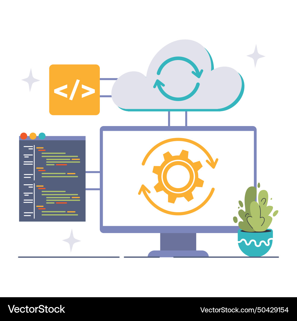 Middleware concept with cloud computing flat Middleware concept with cloud computing flat vector image