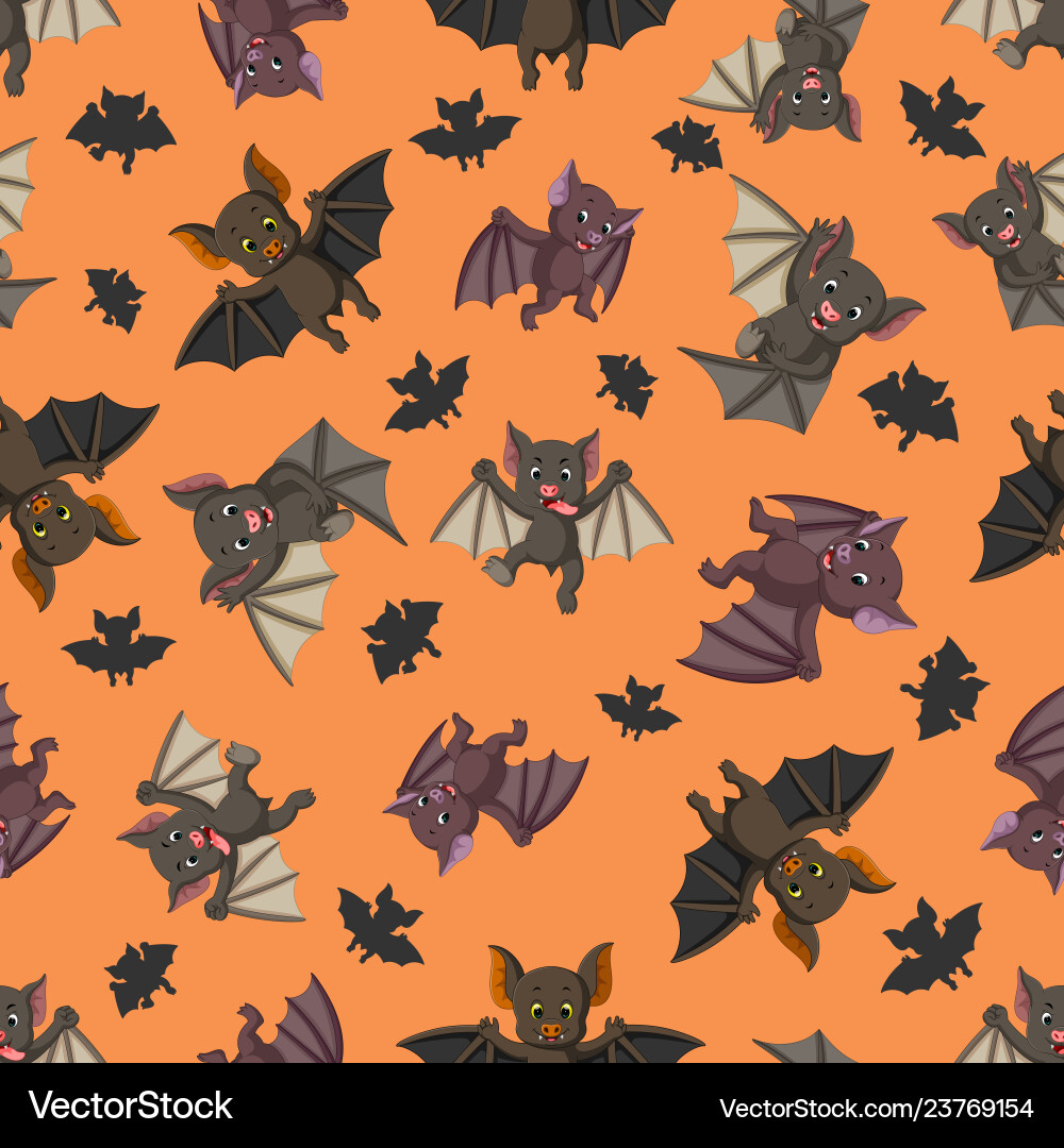 Seamless pattern with bat in the different posing vector image