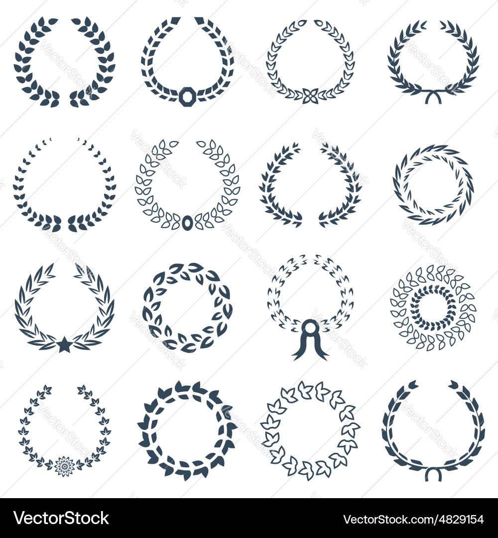 Wreaths collection icon set Vector Image