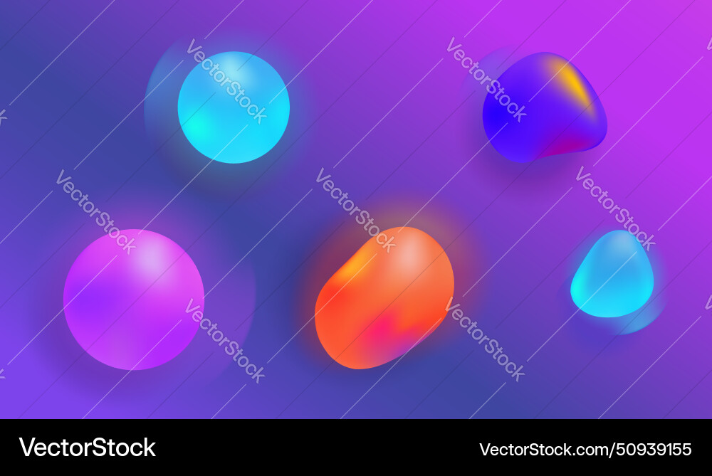 3d abstract shapes elements neon blobs graphic 3d abstract shapes elements neon blobs graphic vector image
