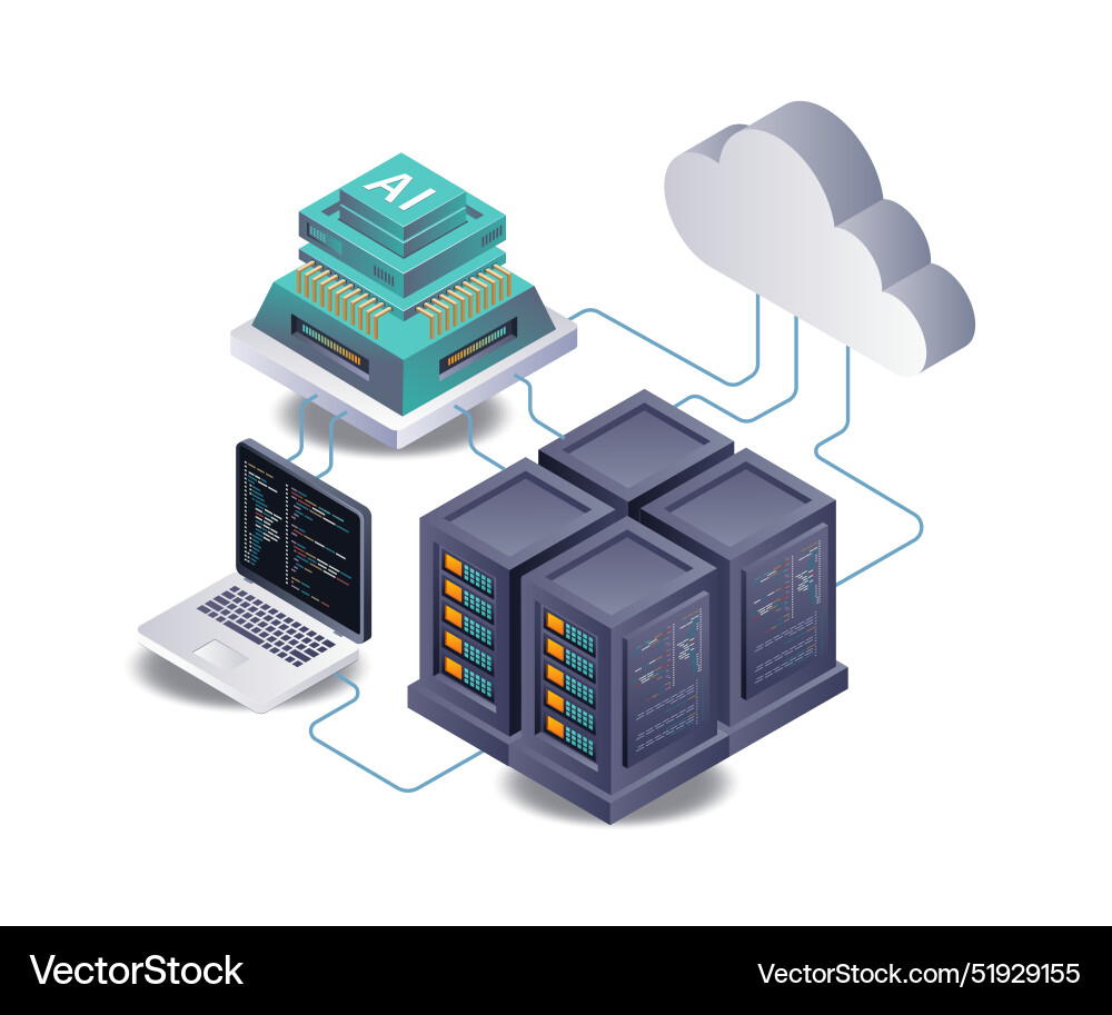 Automated artificial intelligence analyzes cloud Vector Image