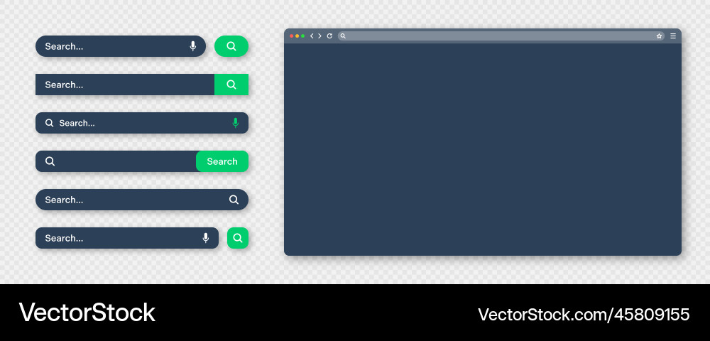 Blank internet browser window with various search Blank internet browser window with various search vector image