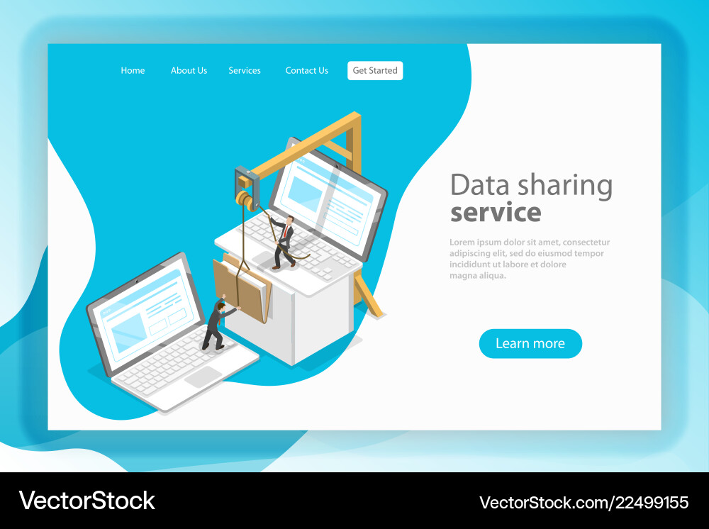 Datenaustausch Service isometrische flache Landung Datenaustausch Service isometrische flache Landung vektorbild