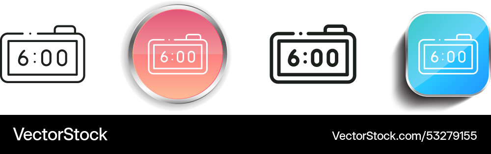 Digital clock icon thin linear regular and button vector image