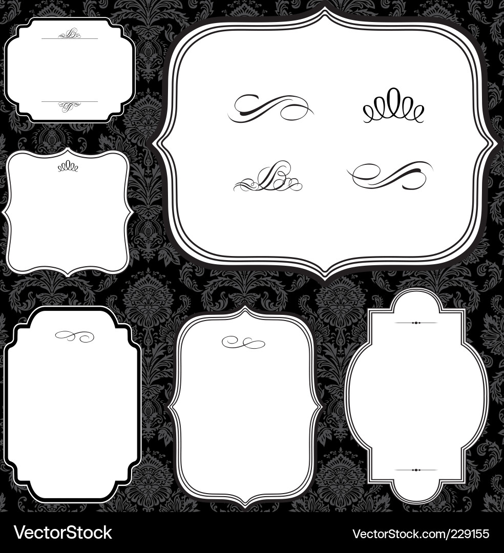 Elegant Black Frames & Patterns vector image