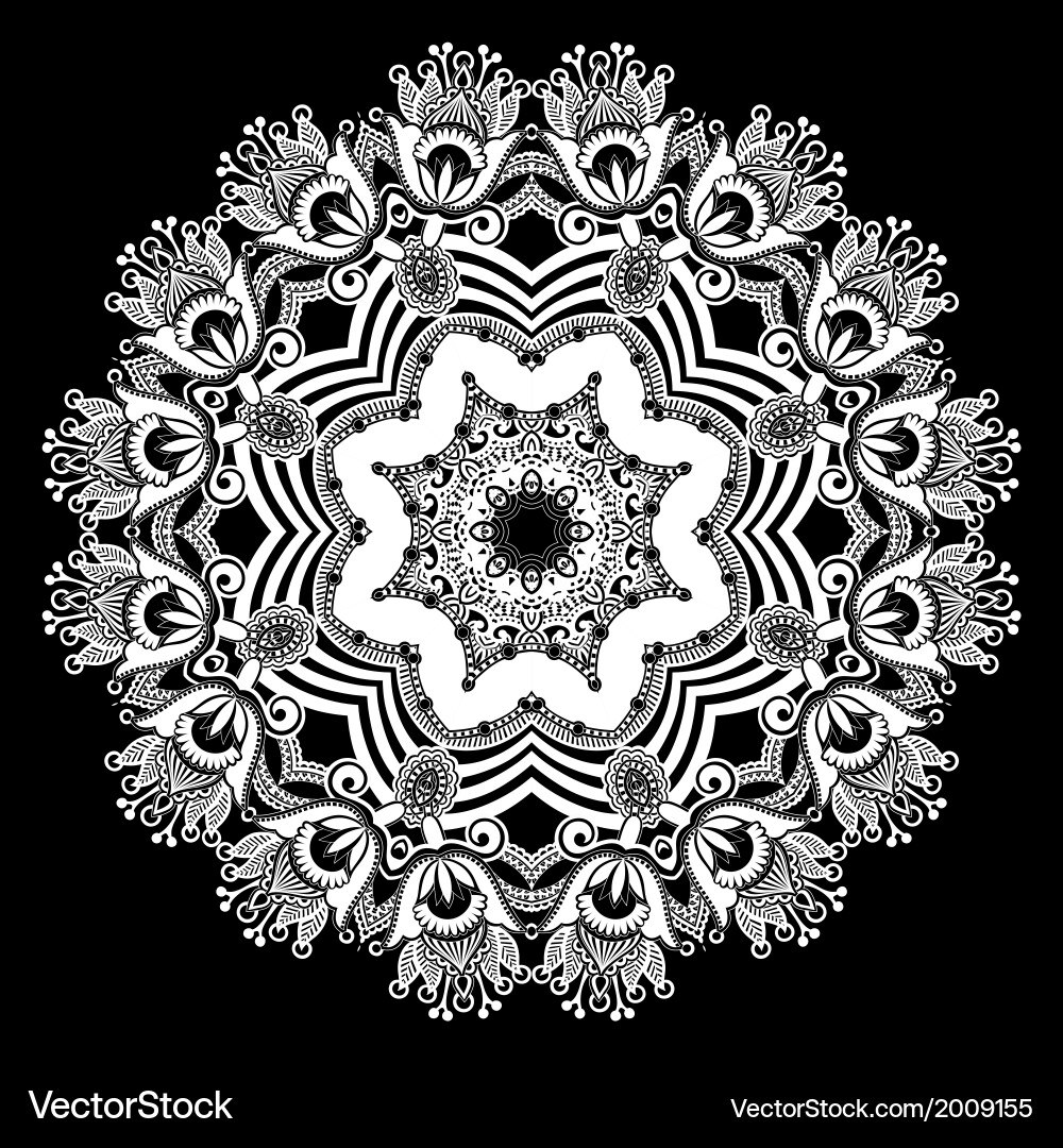 Hand draw circle ornament ornamental round lace Vector Image