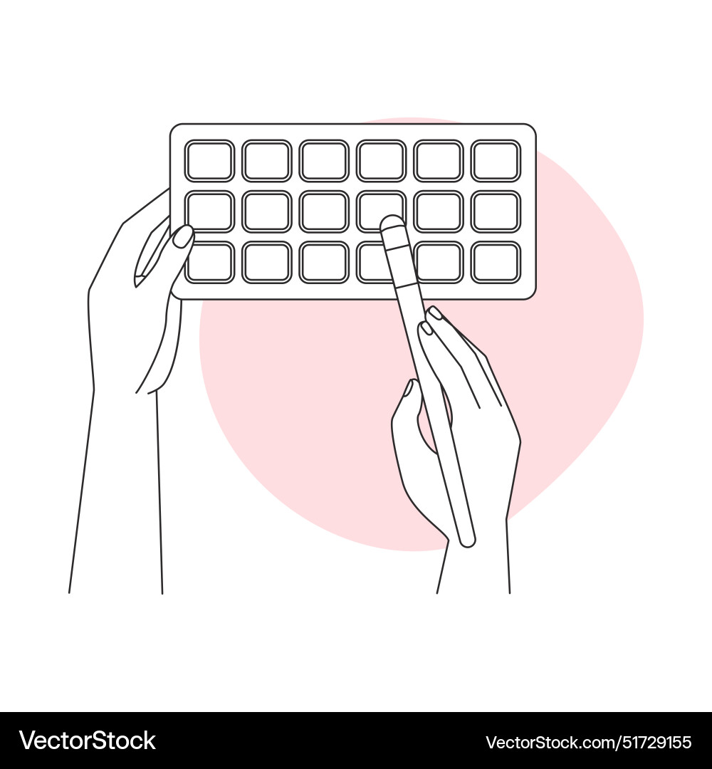 Hands hold rectangular case with eye shadow vector image