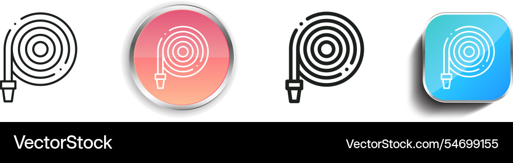 Hose icon thin linear regular and button style Hose icon thin linear regular and button style Vector Image