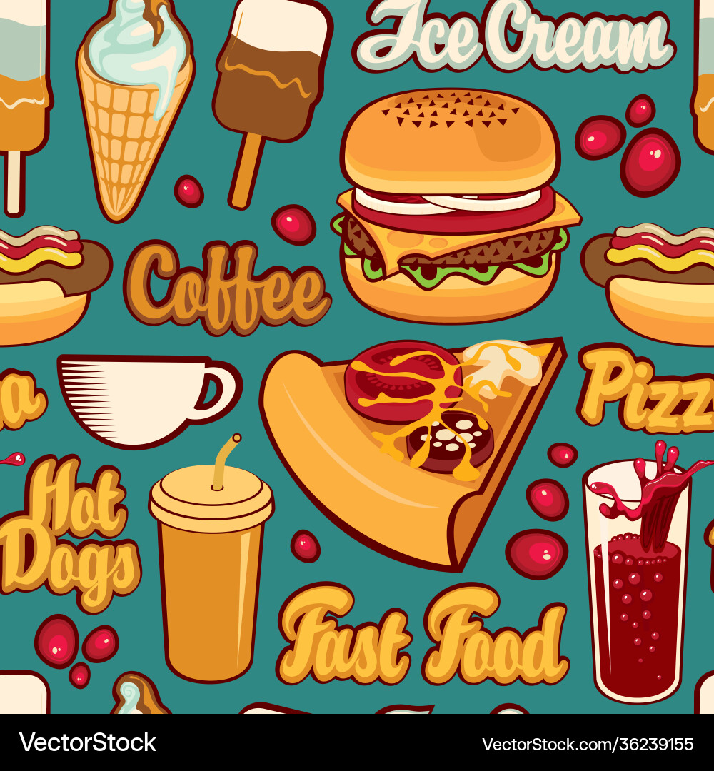 Retro Fast Food Pattern vector image