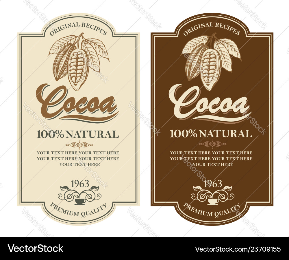 Set of cocoa labels vector image