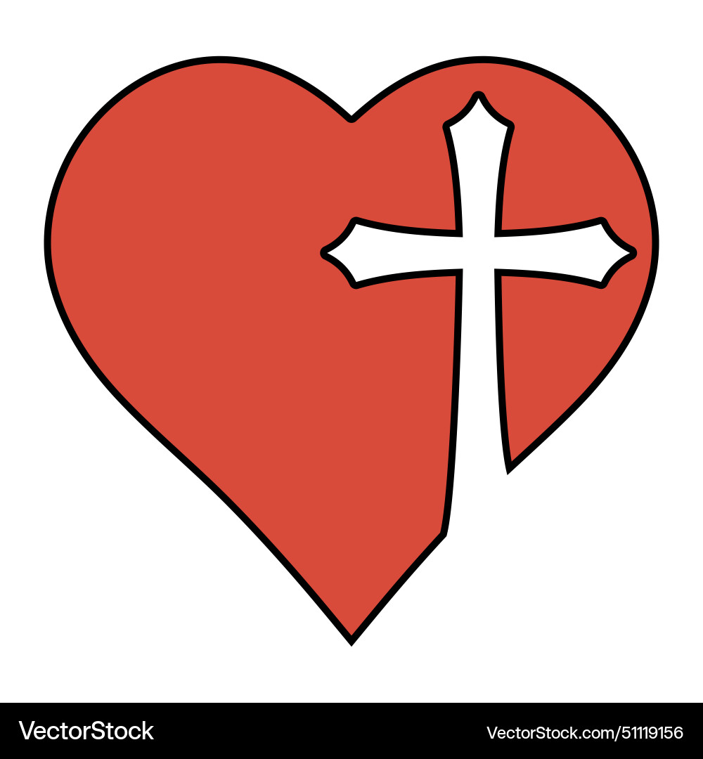 Cross crucifixion heart logo religious community vector image