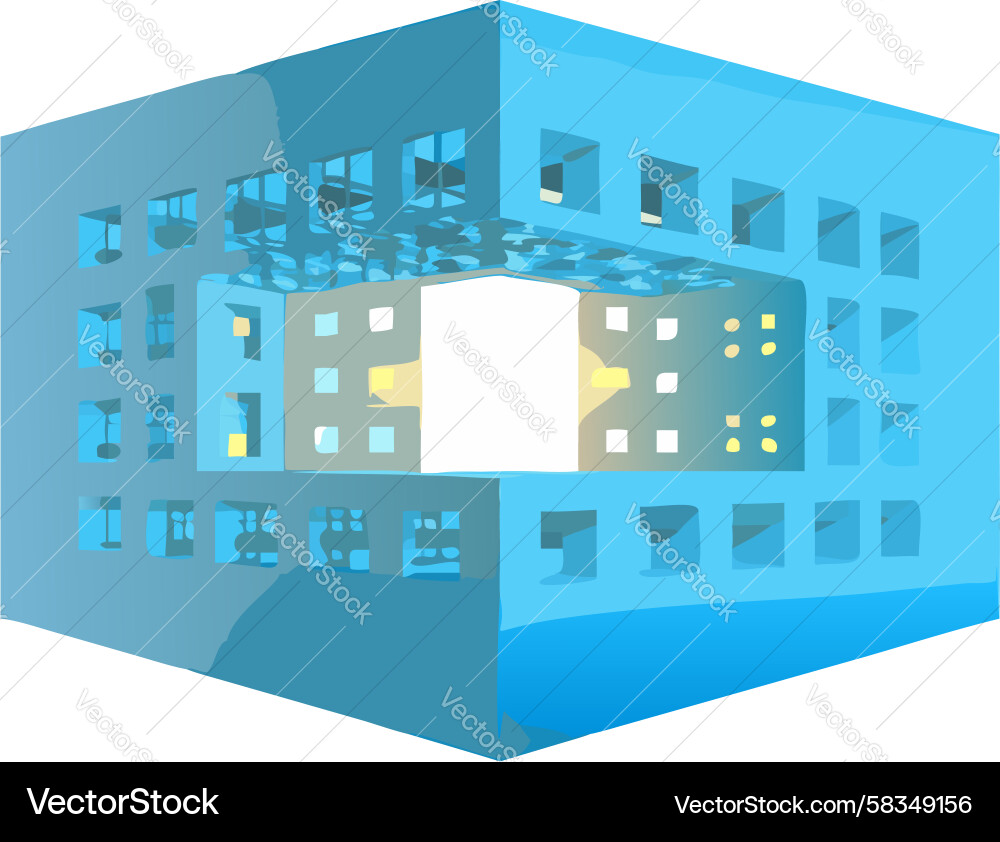 Deconstructed Geometric Cube Vector Image