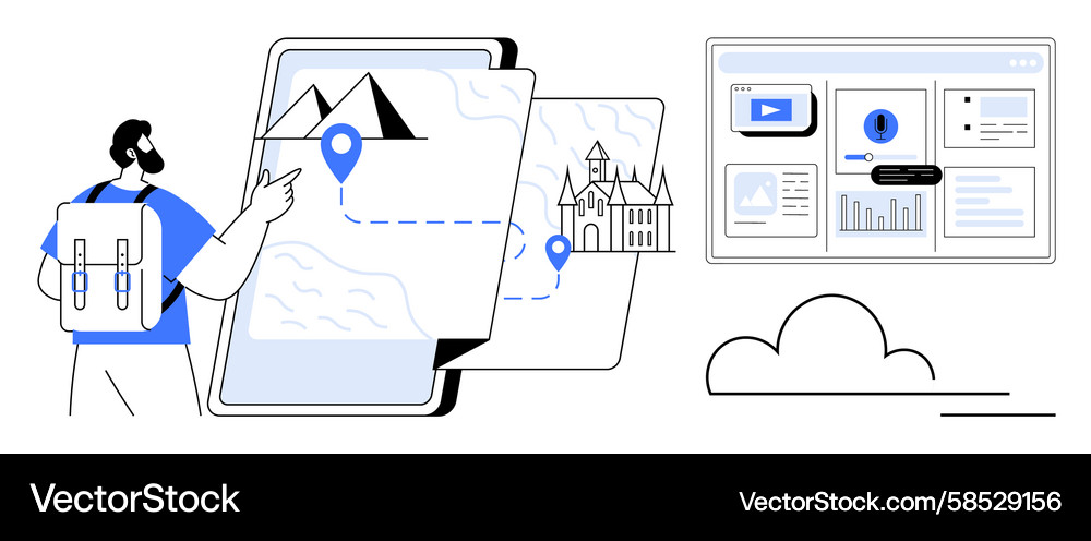 Digital Travel Navigation Map Vector Image