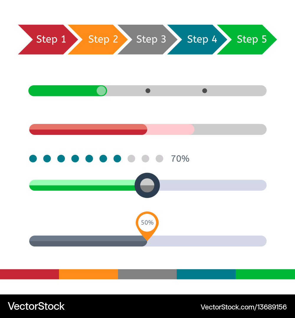 Progress bar set loading status web Progress bar set loading status web vector image