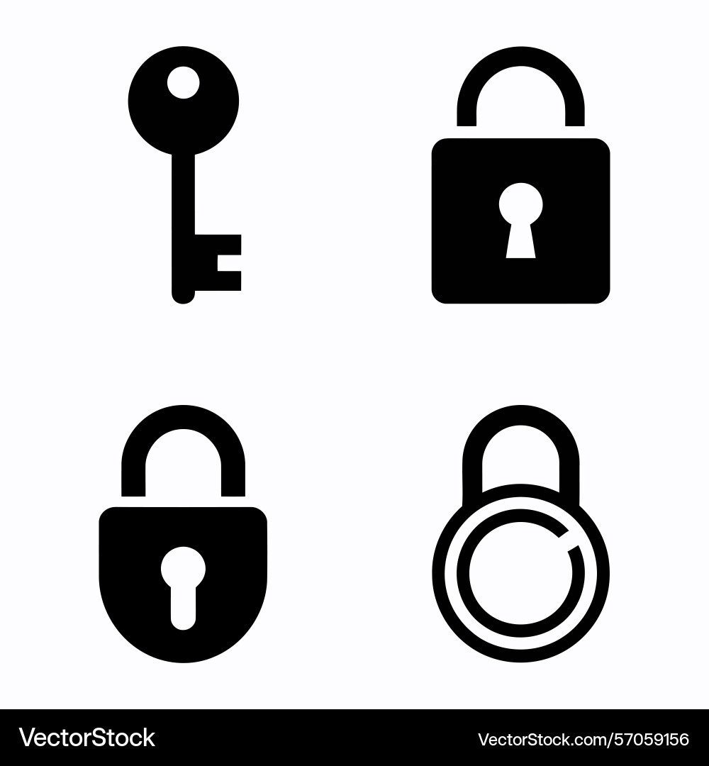Security icons set keys and padlocks Vector Image