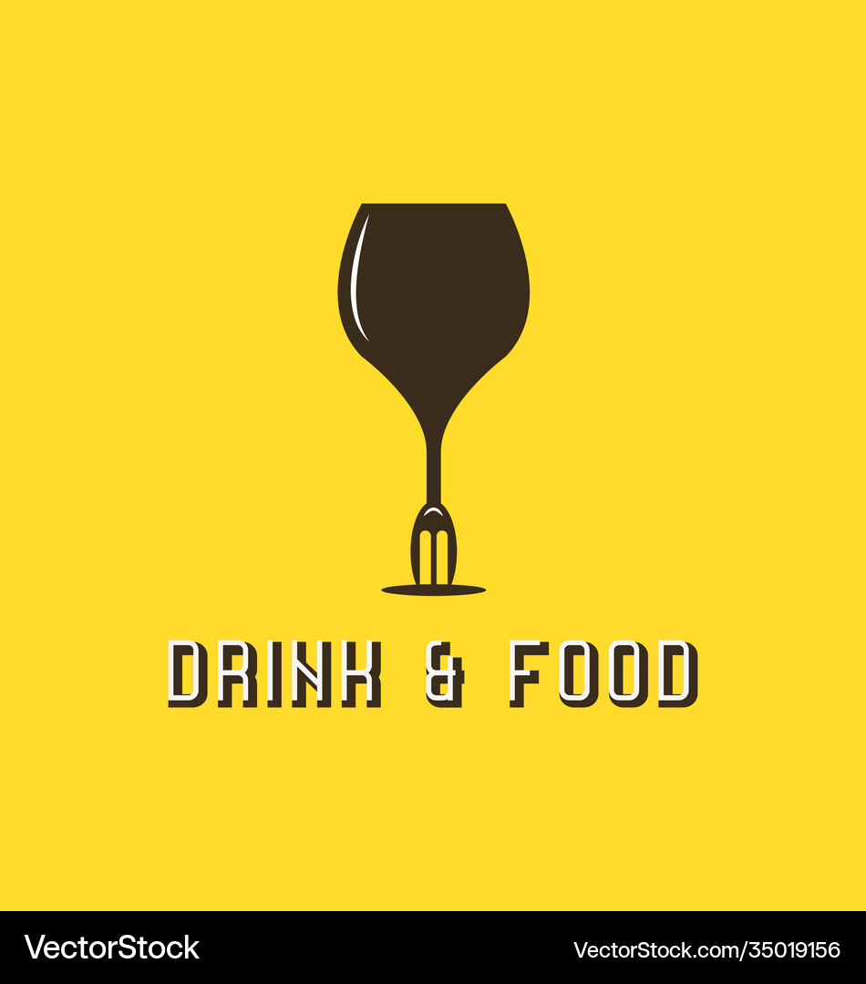 Wine glass fork drink restaurant logo – Royalty-Free Vector | VectorStock, image size:950x1080