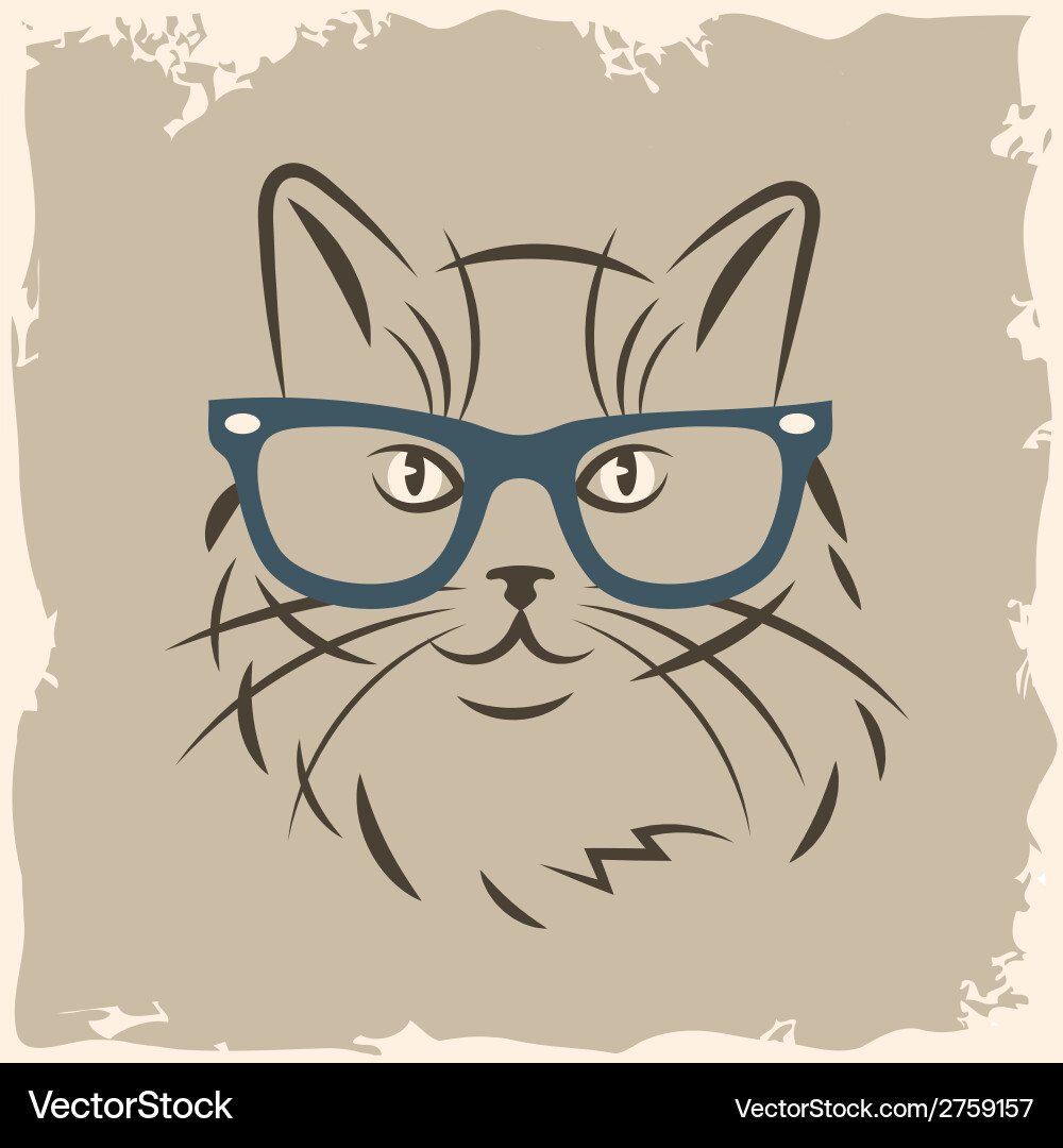 Cat with Glasses - Cute & Playful Vector Image