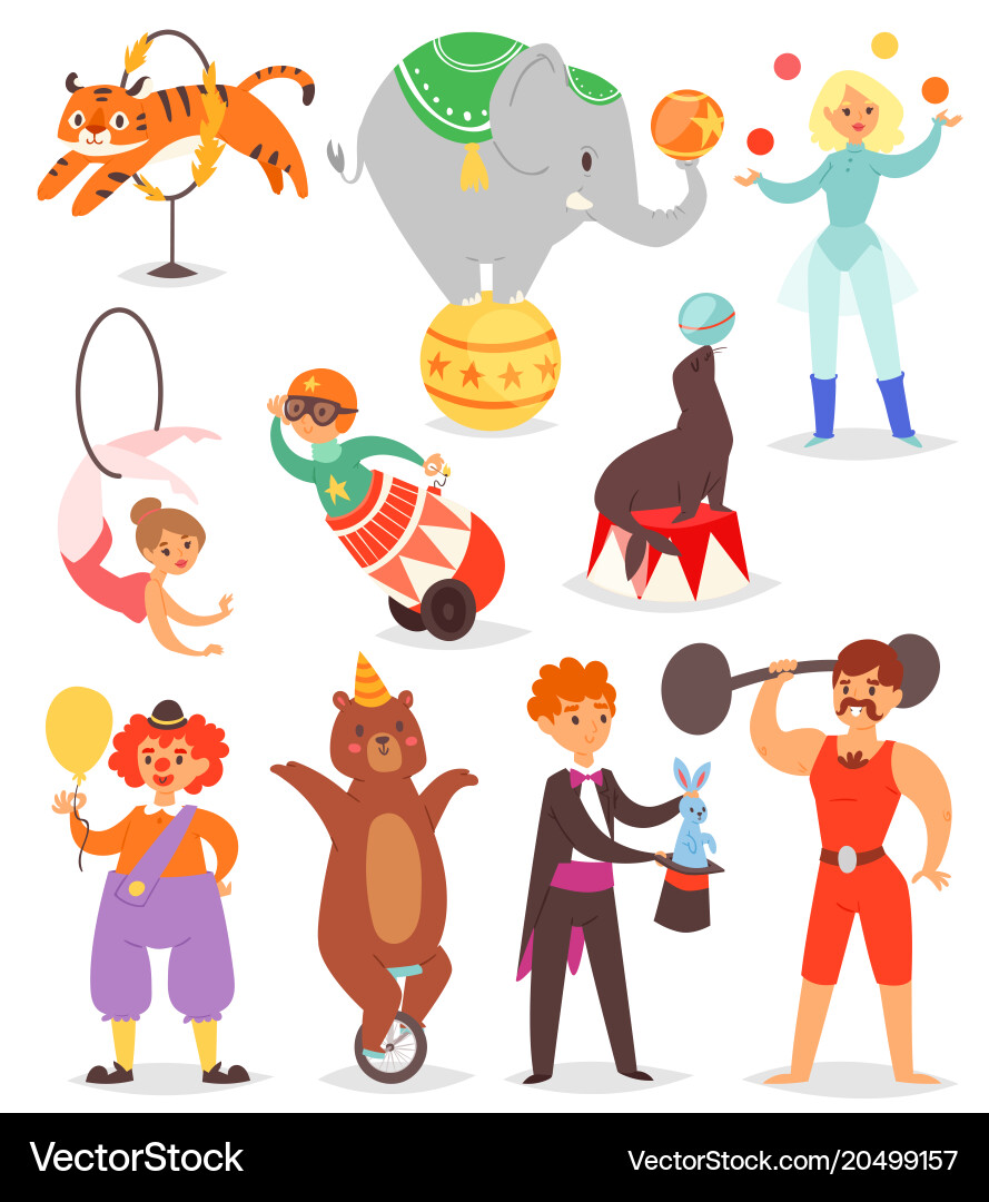 Circus Performers & Animals Vector Image