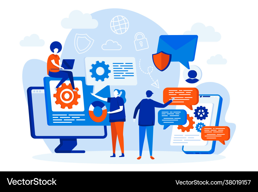 Messaging service web design concept with people Messaging service web design concept with people Vector Image