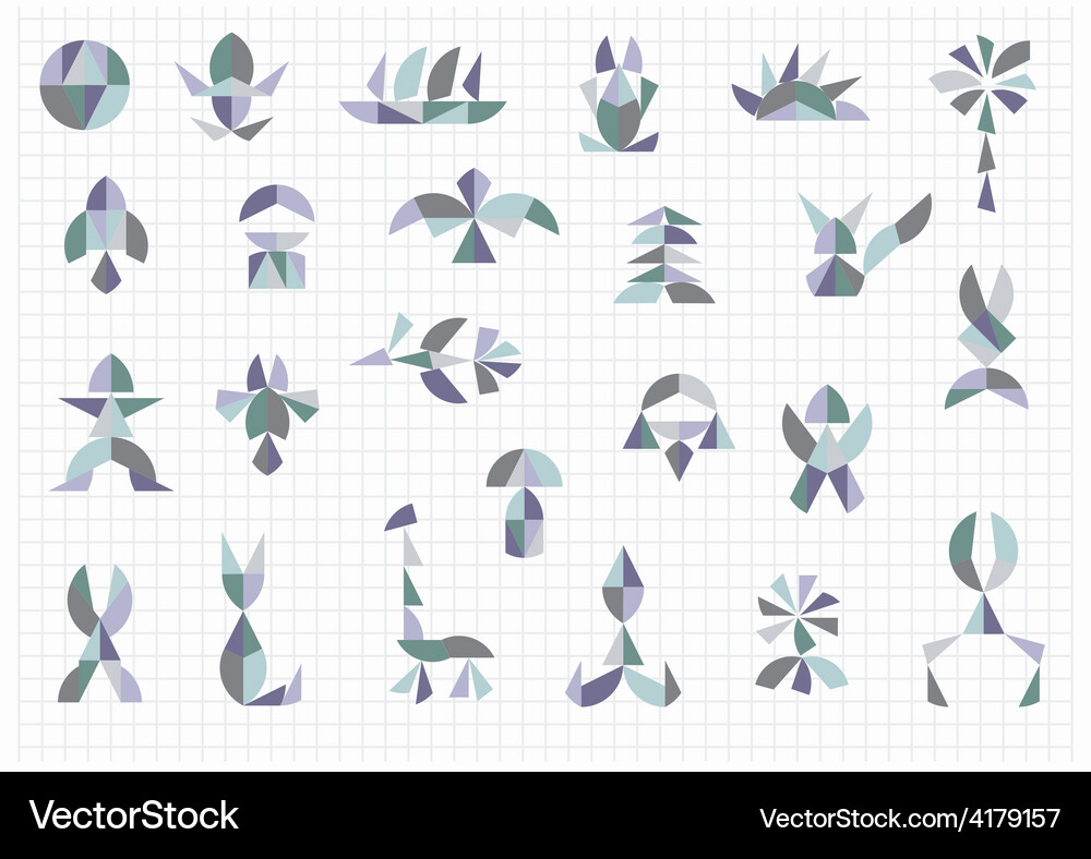 Set of different objects and shapes on a white bac Vector Image