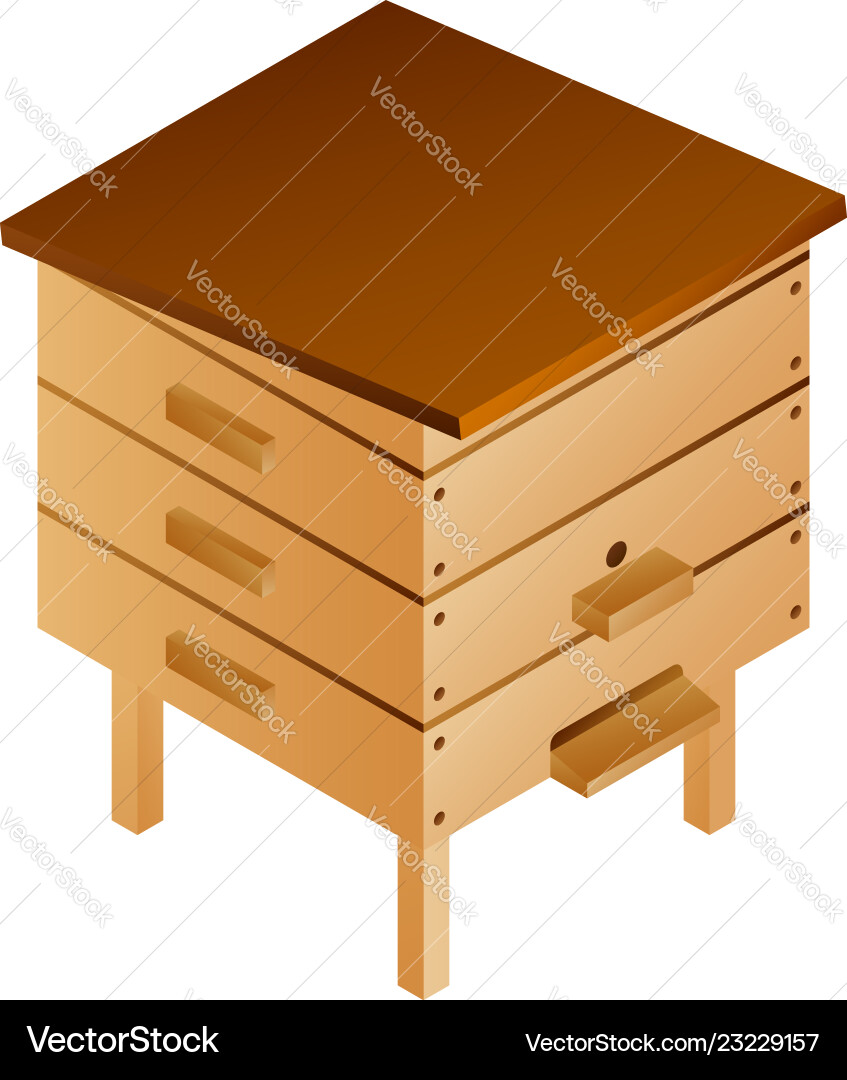 Wood bee hive icon isometric style Wood bee hive icon isometric style vector image