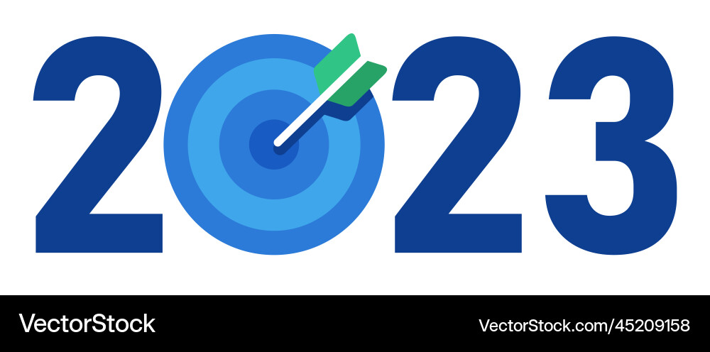 2023 new year target dart with arrow symbol 2023 new year target dart with arrow symbol vector image