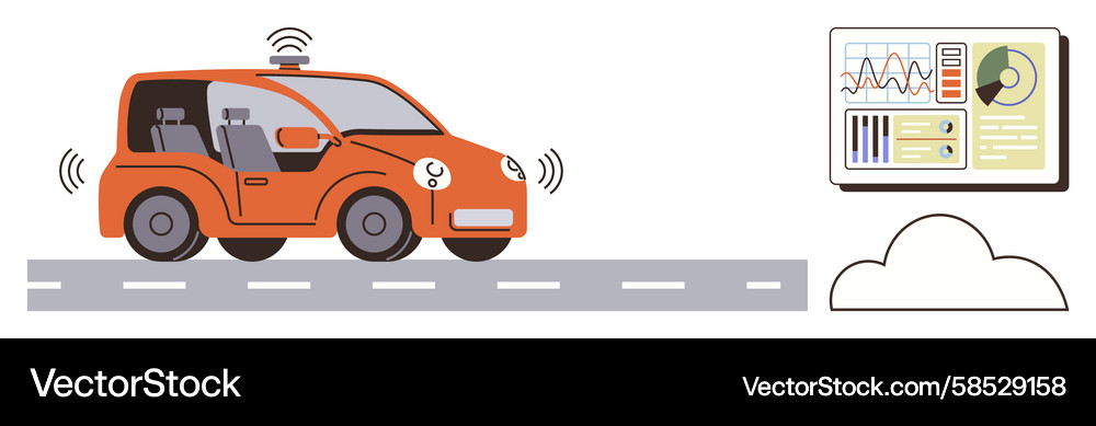 Autonomous Vehicle Data Analysis Vector Image