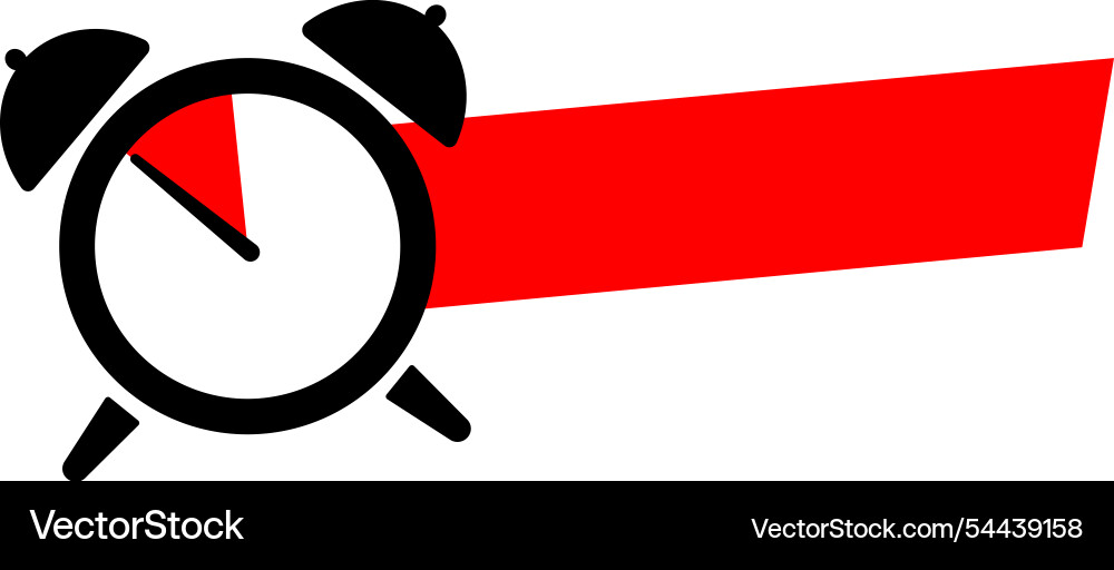 Clock with empty red ribbon Vector Image